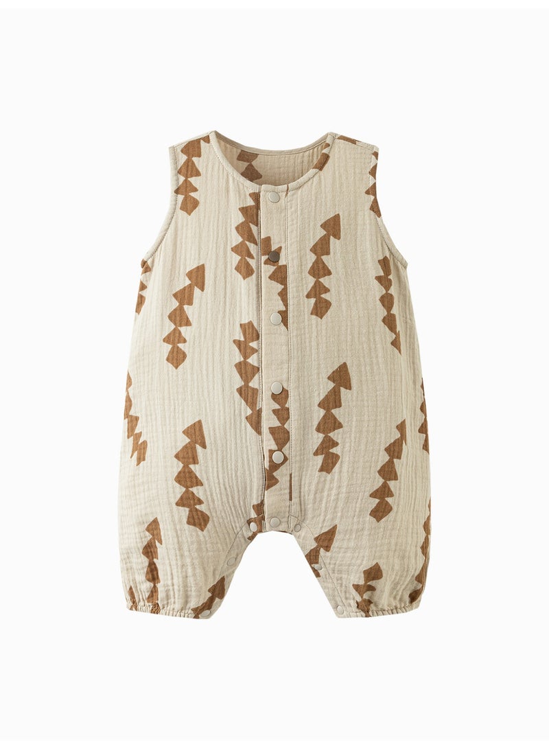 ميني بالا سلة أطفال غير جنس محددة بلا أكمام أنيقة، قطعة شاشة ناعمة وقابلة للتنفس، طباعة هندسية فريدة، غلق قفل سريع في الأمام، مريحة للاستكشافات الخارجية، مثالية للرحلات الطبيعية وللتوائم غير الرسمية سلة أطفال - Image 4