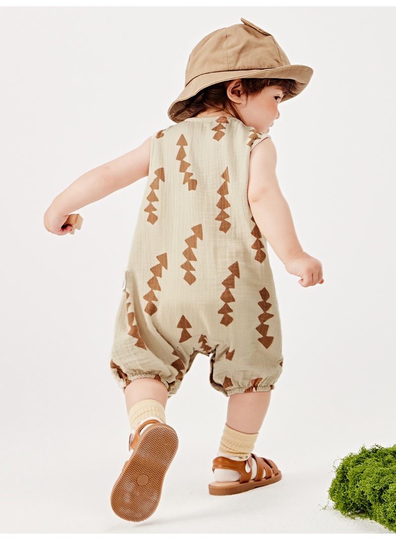 ميني بالا سلة أطفال غير جنس محددة بلا أكمام أنيقة، قطعة شاشة ناعمة وقابلة للتنفس، طباعة هندسية فريدة، غلق قفل سريع في الأمام، مريحة للاستكشافات الخارجية، مثالية للرحلات الطبيعية وللتوائم غير الرسمية سلة أطفال - Image 3