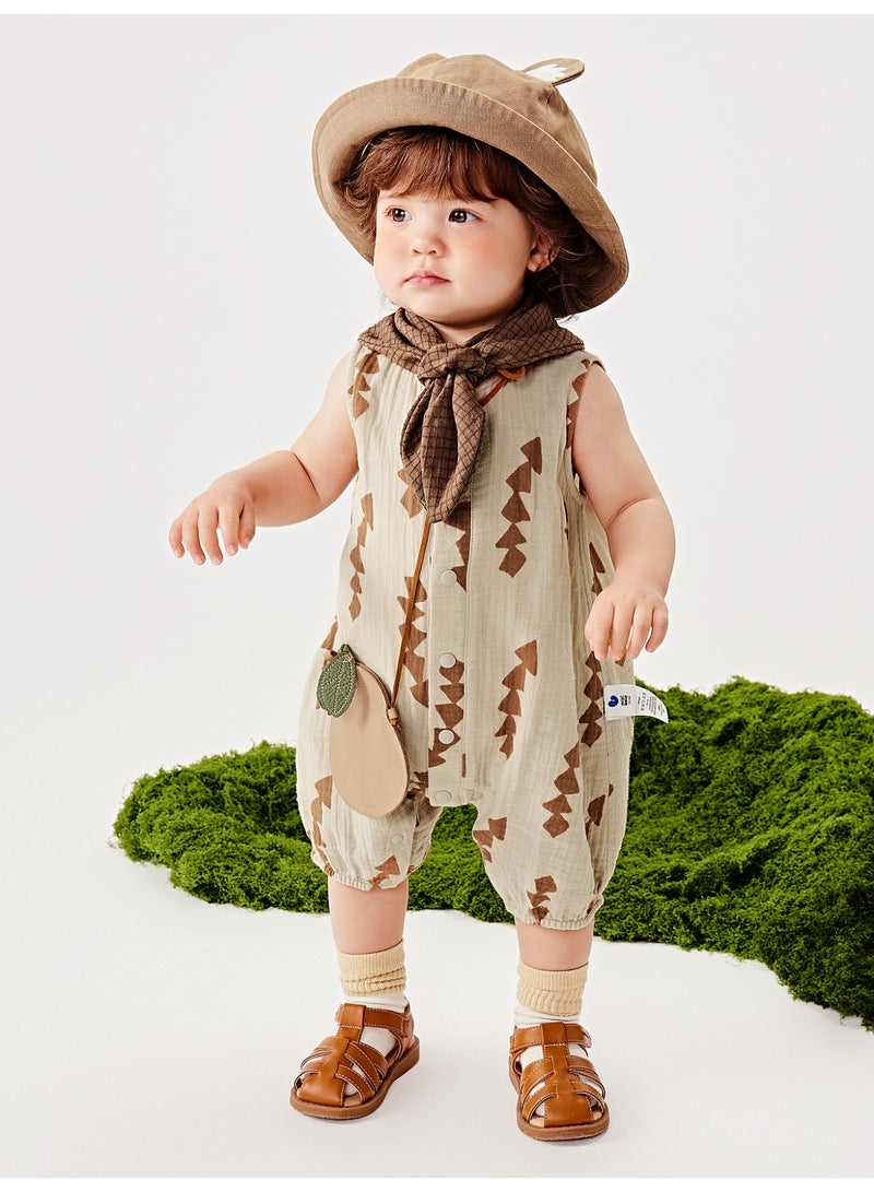 ميني بالا سلة أطفال غير جنس محددة بلا أكمام أنيقة، قطعة شاشة ناعمة وقابلة للتنفس، طباعة هندسية فريدة، غلق قفل سريع في الأمام، مريحة للاستكشافات الخارجية، مثالية للرحلات الطبيعية وللتوائم غير الرسمية سلة أطفال - Image 2