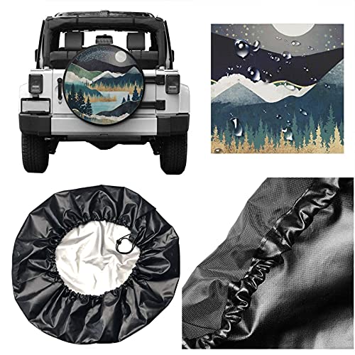 Siski Mountains Nature Scenery Spare Tire Cover Star Lake Landscape Wheel Protectors Weatherproof Wheel Covers Universal Fit for Trailer Rv SUV Truck Camper Travel Trailers 17" - Image 5