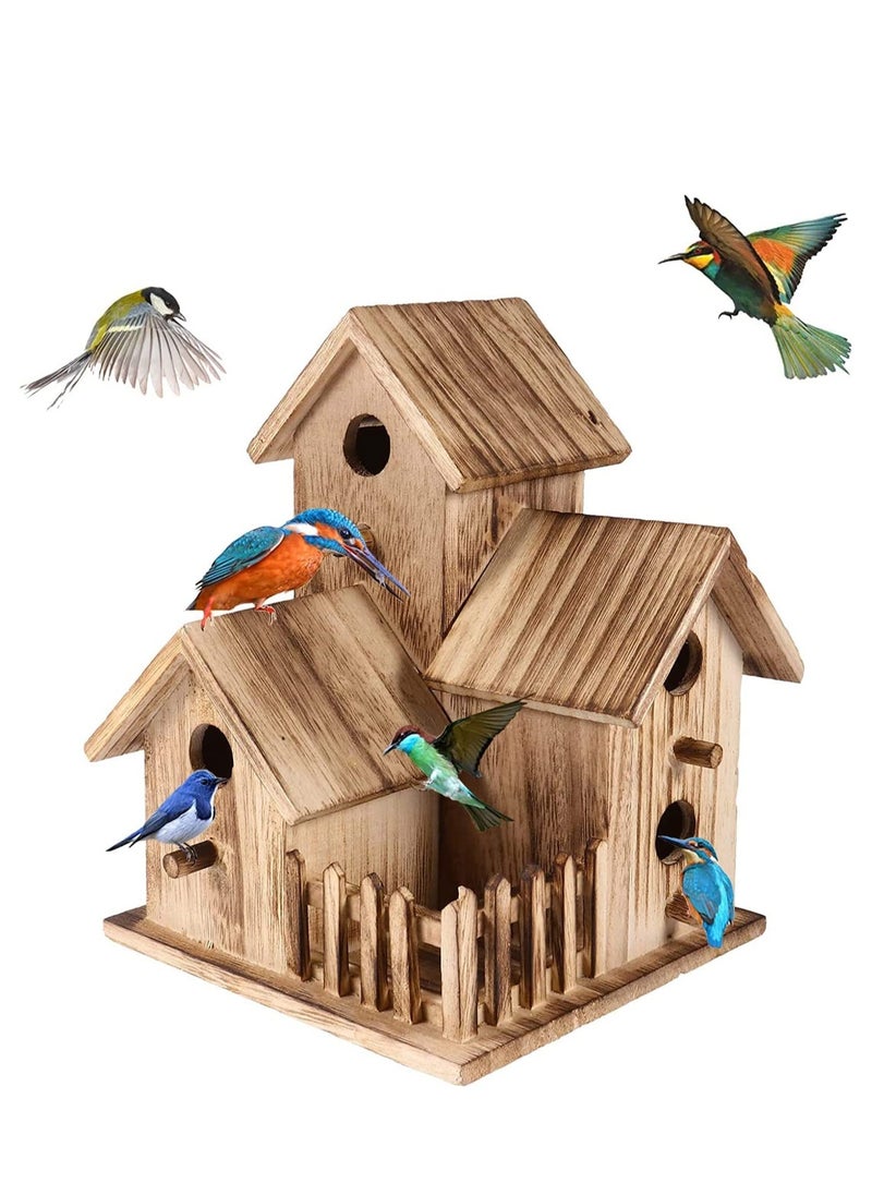 ماركة غير محددة Wooden Bird Houses, PRE Assembled Wooden Bird House for Outdoor Hanging, Natural Cedar Outside Garden Patio Decorative for Dove Finch Wren Robin Sparrow Hummingbird  - Image 1