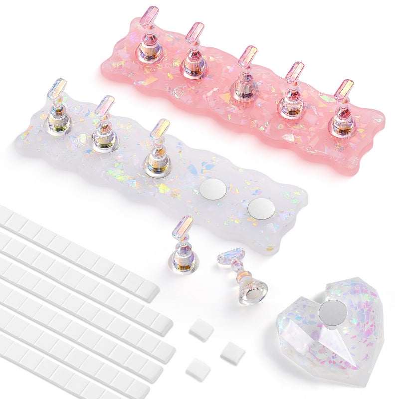 Etercycle Nail Stand 2 Set Nail Holder For Painting Nails Magnetic Press On Nail Kit Nail Tech Must Haves Practice Acrylic Nail Art Tools for Home DIY Salon Nails Display with 96 Pcs Sticky Putty - Image 2