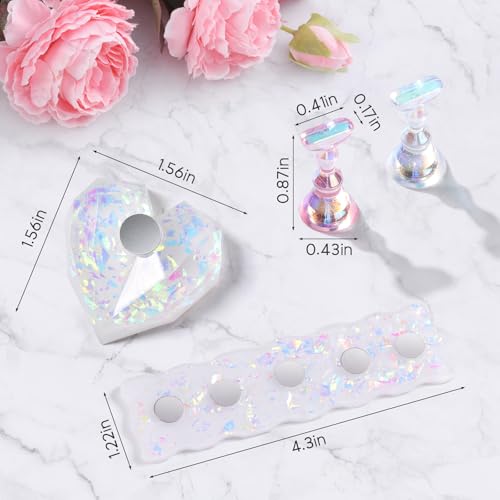 Etercycle Nail Stand 2 Set Nail Holder For Painting Nails Magnetic Press On Nail Kit Nail Tech Must Haves Practice Acrylic Nail Art Tools for Home DIY Salon Nails Display with 96 Pcs Sticky Putty - Image 3