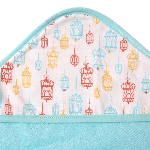 TIDY SLEEP Baby Woven Bath Towel with Muslin Hood and Muslin Face Cloth (Little Finder Lamp) - Image 2