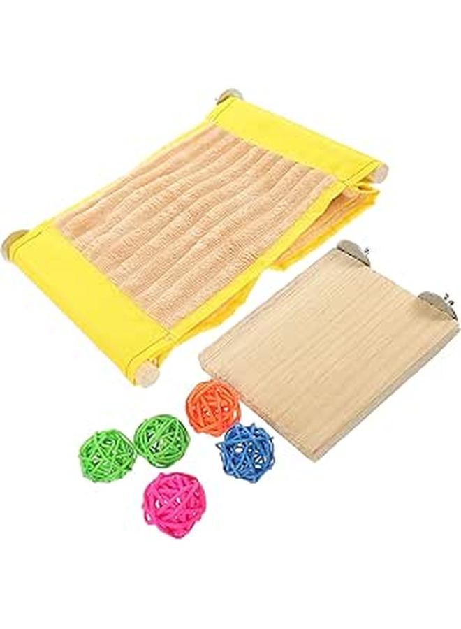 7pcs Small Animal Hammock Bed Set for Guinea Pigs Hamsters with Springboard - Image 1