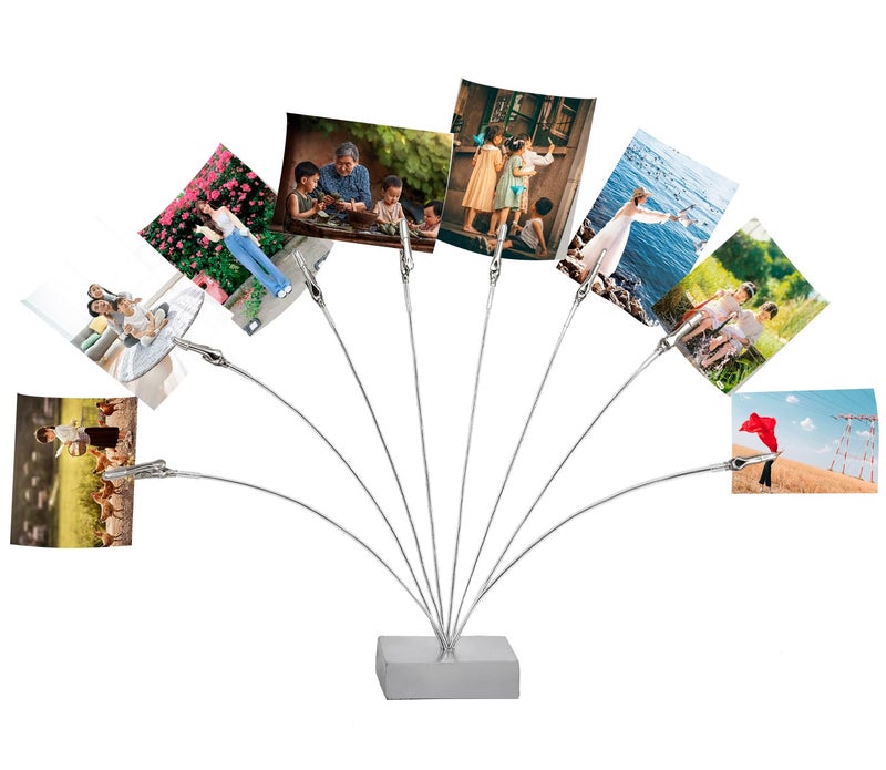 Photo Tree Holder Clip Cube Base 8 - Branch Money Trees Gift Card Holder with Clips Picture Holder Stand for Christmas Wedding Greeting Birthday Party Gift Silver  - Image 1