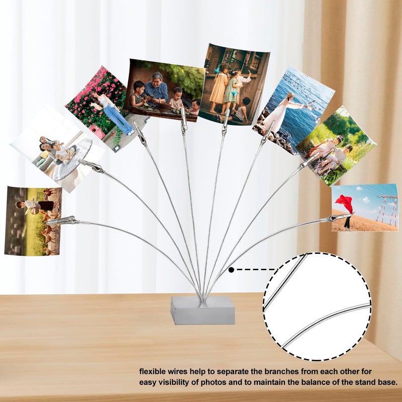 Photo Tree Holder Clip Cube Base 8 - Branch Money Trees Gift Card Holder with Clips Picture Holder Stand for Christmas Wedding Greeting Birthday Party Gift Silver  - Image 3