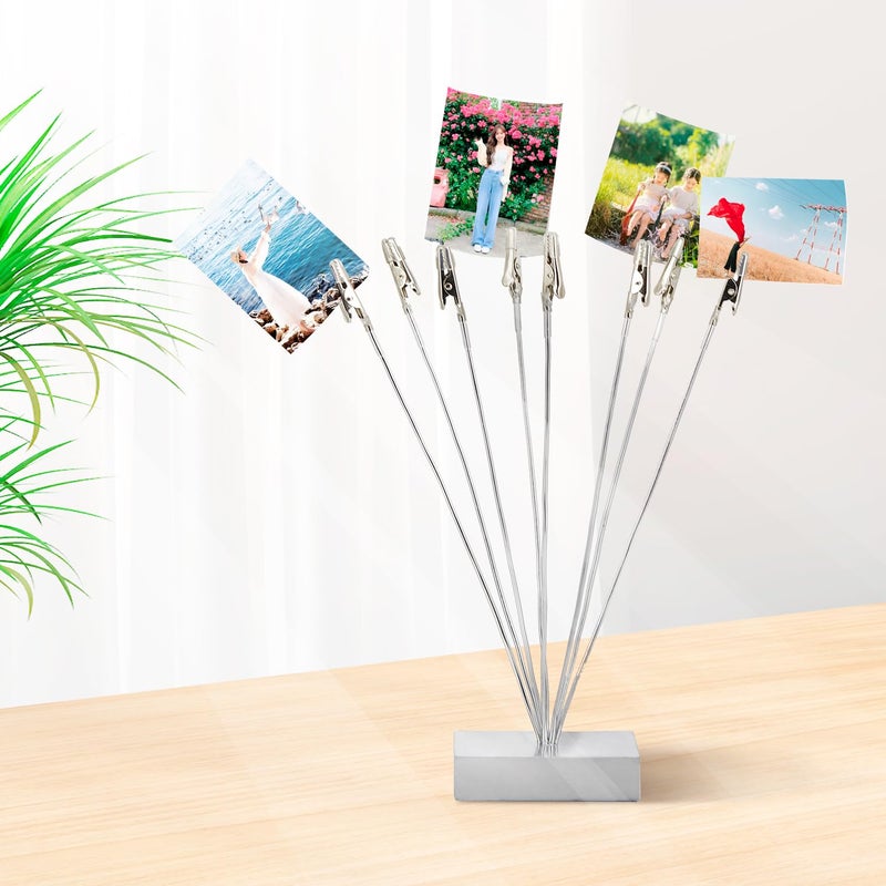 Photo Tree Holder Clip Cube Base 8 - Branch Money Trees Gift Card Holder with Clips Picture Holder Stand for Christmas Wedding Greeting Birthday Party Gift Silver  - Image 5