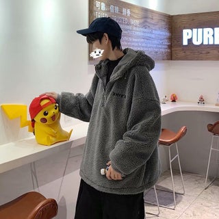 2024 Mens Lamb Wool Cotton Jacket Winter Thick Fleece Korean Trendy Dark gray - pzsku/ZEFA18B641E0FD9B81860Z/45/1746226377/d7816c34-f1db-4ce6-896a-f7803d96d218