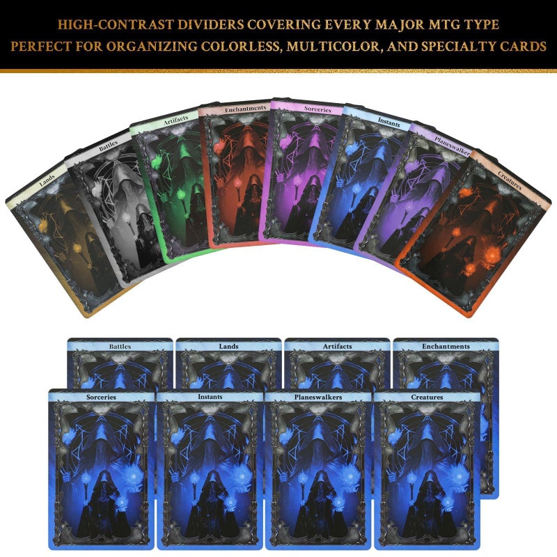 DEDC 320 PCS Card Dividers for Storage Boxes Includes 8 Colors and 8 Types Trading Card Dividers for TCG and MTG Card Dividers for Professional Organization and Deck Sorting - Image 4