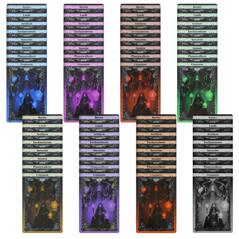 DEDC 320 PCS Card Dividers for Storage Boxes Includes 8 Colors and 8 Types Trading Card Dividers for TCG and MTG Card Dividers for Professional Organization and Deck Sorting - Image 1
