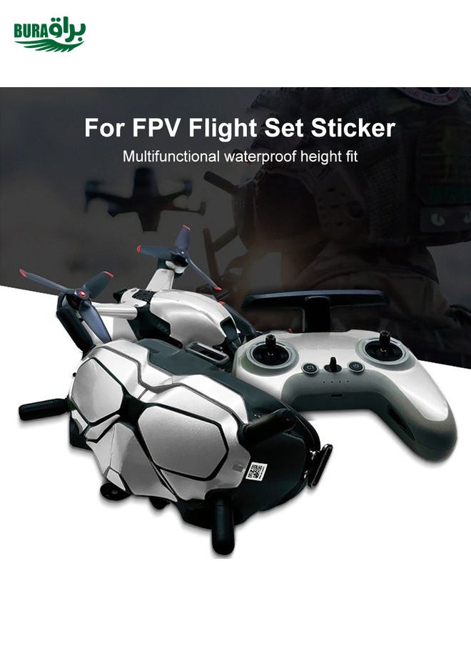 FPV-TZ-SF 4 in 1 Waterproof Anti-Scratch Decal Skin Wrap Stickers Personalized Film Kits for DJI FPV Drone & Goggles V2 & Remote Control & Rocker(Fluorescent Green)