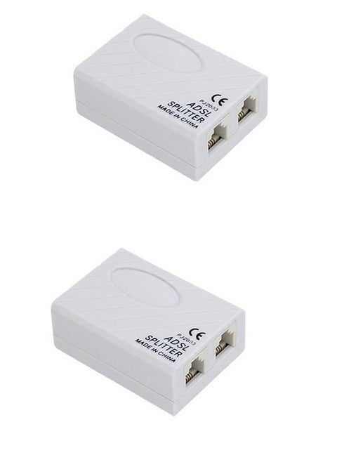 ADSL Broadband Modem Phone Line Splitter Filter pack of 2 White