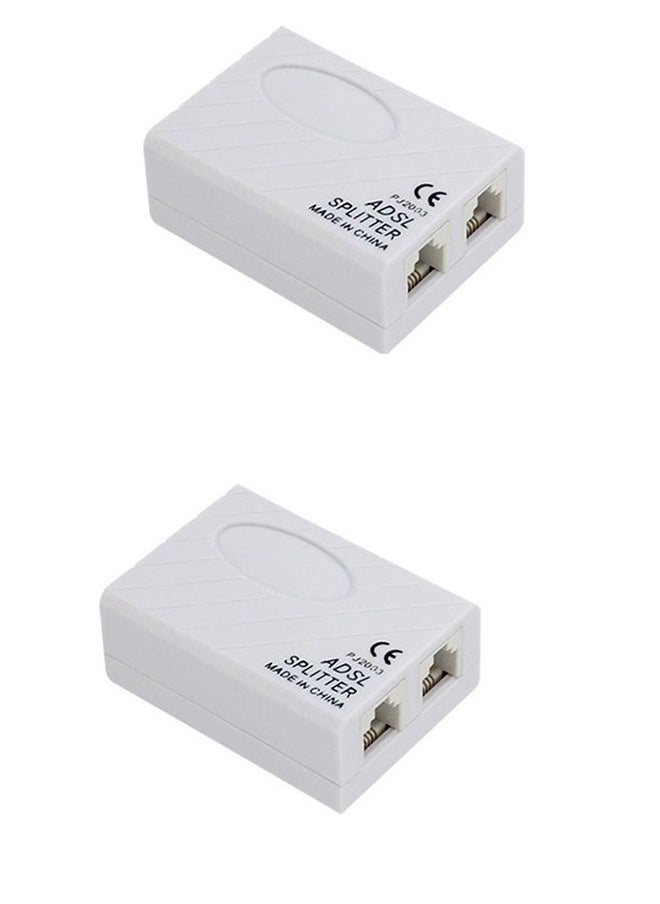 Generic ADSL Broadband Modem Phone Line Splitter Filter pack of 2 White  - Image 1