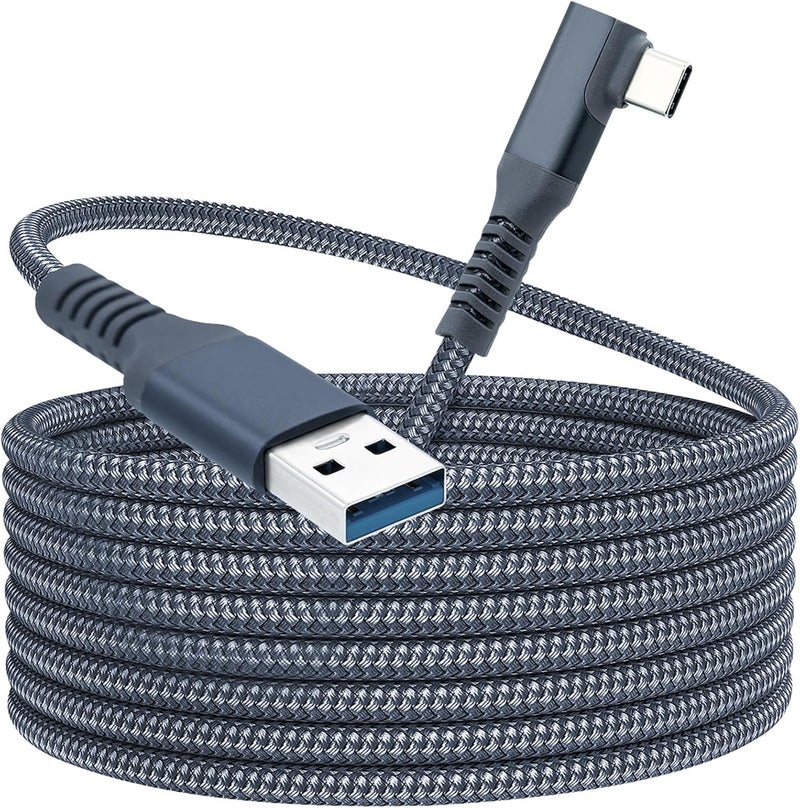 مكبازل كابل الربط بطول 6 متر/20 قدم لـ Meta Quest 3/3S/2/Pro و Oculus Quest، كابل VR من USB 3.0 إلى USB C، نقل بيانات بسرعة 5 جيجابت/ثانية وشحن سريع 3 أمبير لـ PC SteamVR – سلك VR – أسود - Image 1