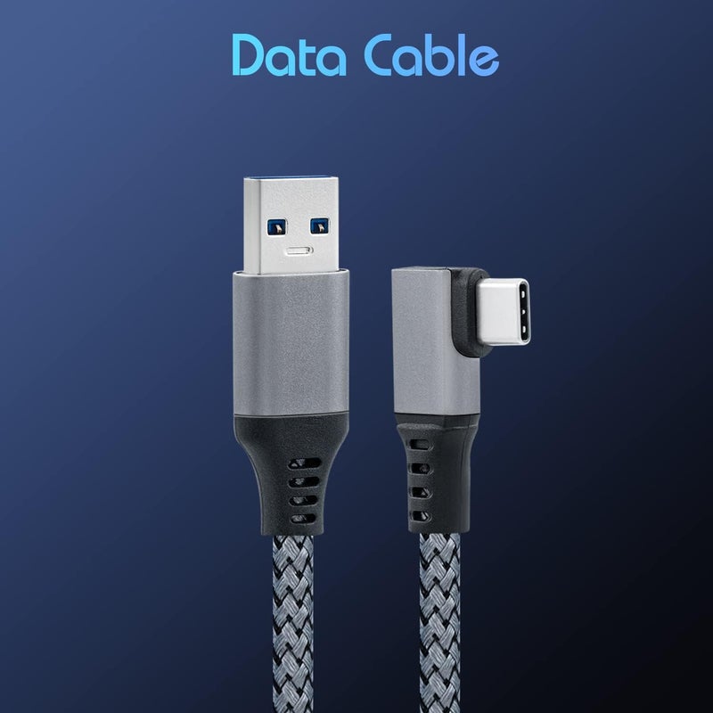 مكبازل كابل الربط بطول 6 متر/20 قدم لـ Meta Quest 3/3S/2/Pro و Oculus Quest، كابل VR من USB 3.0 إلى USB C، نقل بيانات بسرعة 5 جيجابت/ثانية وشحن سريع 3 أمبير لـ PC SteamVR – سلك VR – أسود - Image 2