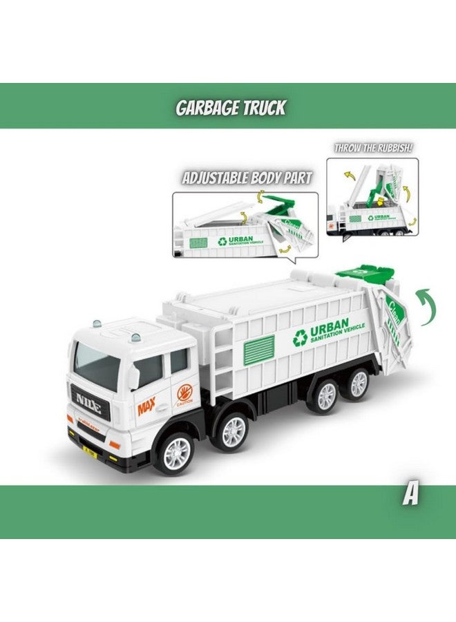 PLUSPOINT Garbage Truck Toy Vehicles Set 4 Pack Sanitation Model Recycle Trucks Water Tanker Playset Friction Power for Boys Age 3+ Toddlers Kids Holiday Birthday Gift(4pc Garbage Truck) - Image 3