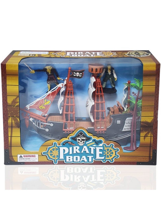 ArtCreativity 10 Inch Pirate Boat Playset, Detailed Ship Toy with 2 Pirate Action Figures & Tree, Fun Party Favor and Prize for Boys & Girls Ages 3+ - Image 2