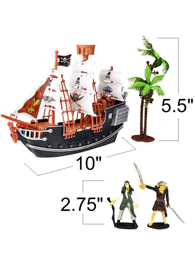 ArtCreativity 10 Inch Pirate Boat Playset, Detailed Ship Toy with 2 Pirate Action Figures & Tree, Fun Party Favor and Prize for Boys & Girls Ages 3+ - Image 3
