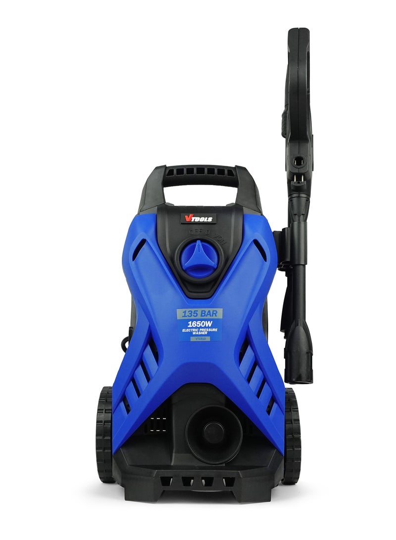 VTOOLS 135 Bar Electric Pressure Washer With 2 Wheels,5 Meter Hose & Soap Dispenser, 1650 Watt, Auto Stop and Self Priming Mode, For Car, Home & Garden, ,  - Image 2