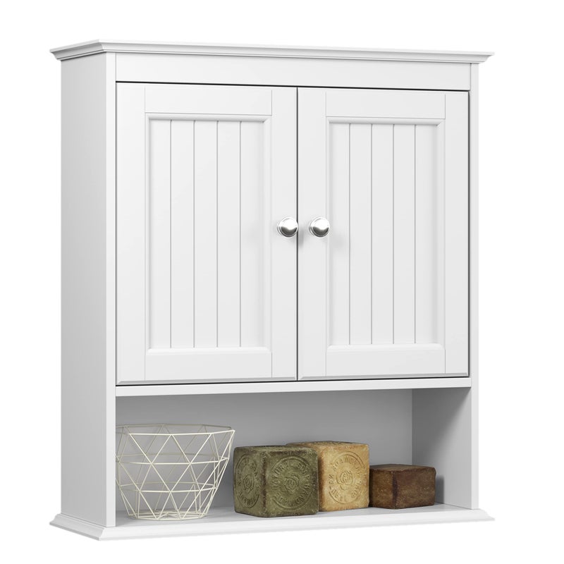 Spirich Bathroom Cabinet Wall Mounted with Doors, Wood Hanging Cabinet with Doors and Shelves Over The Toilet, Bathroom Wall Cabinet White - Image 1