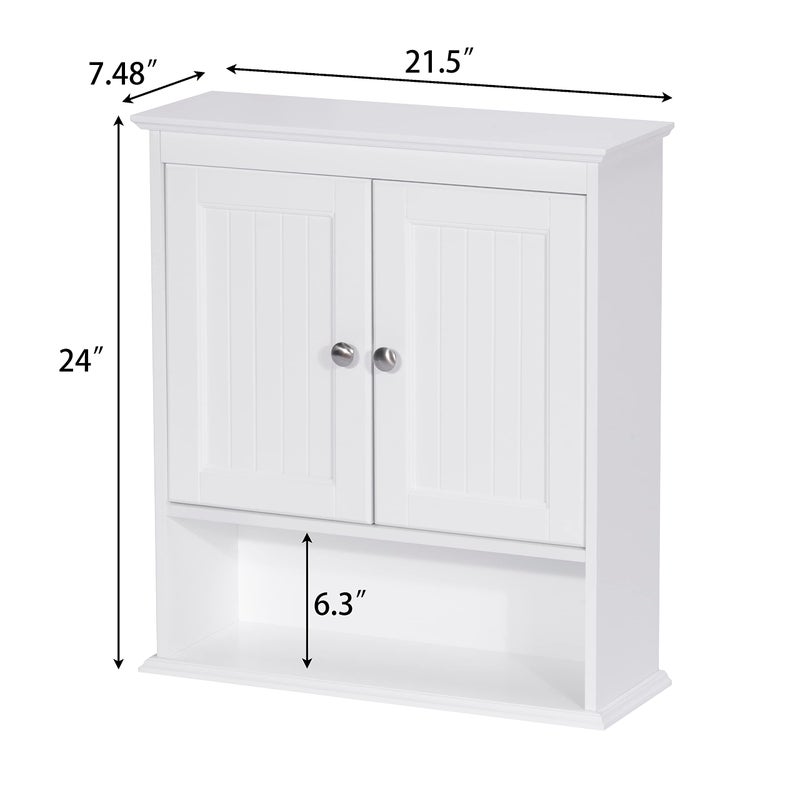 Spirich Bathroom Cabinet Wall Mounted with Doors, Wood Hanging Cabinet with Doors and Shelves Over The Toilet, Bathroom Wall Cabinet White - Image 5