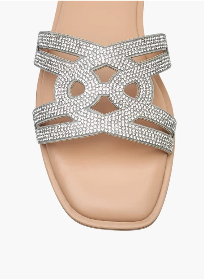 سيليست Womens Studded Slip-On Strap Sandals
