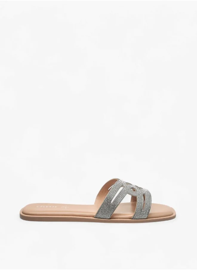 سيليست Womens Studded Slip-On Strap Sandals