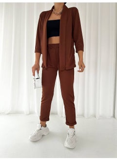 Escbutik Women's Elastic Waist Scuba Trousers Jacket Set of 2  - Image 1