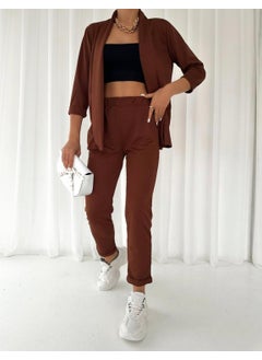 Escbutik Women's Elastic Waist Scuba Trousers Jacket Set of 2  - Image 4