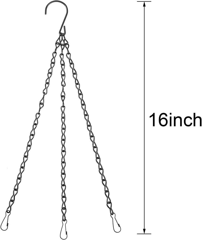 eBoot eBoot 3 Pack 16 Inches Hanging Chains Flower Pot Chains Hanging Flower Basket Galvanized Replacement Chain 3 Point Garden Plant Hanger 2 mm Black  - Image 3