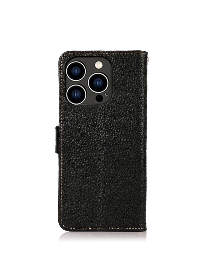 اس-توب حافظة لهاتف iPhone 15 Pro Max من KHAZNEH مصنوعة من جلد الليتشي الأصلي مع خاصية تحديد الهوية بموجات الراديو (RFID) - Image 3