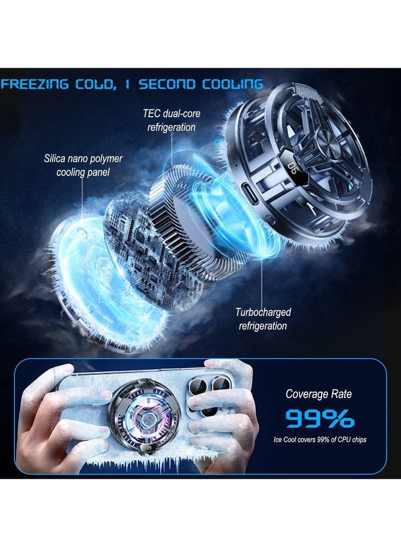 Phone Cooler, Phone Cooling Fan for Gaming, 2 Modes, Adsorption Design, Semiconductor Phone Cooler with RGB Light,Mini Phone Cooler for Mobile Phone Tablet PC - Image 2