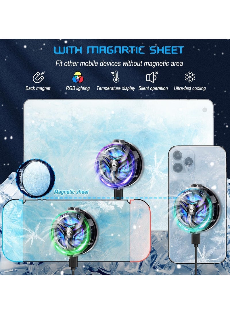 Phone Cooler, Phone Cooling Fan for Gaming, 2 Modes, Adsorption Design, Semiconductor Phone Cooler with RGB Light,Mini Phone Cooler for Mobile Phone Tablet PC - Image 3