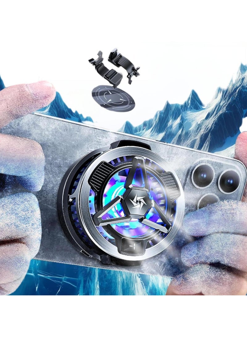 Phone Cooler, Phone Cooling Fan for Gaming, 2 Modes, Adsorption Design, Semiconductor Phone Cooler with RGB Light,Mini Phone Cooler for Mobile Phone Tablet PC - Image 1