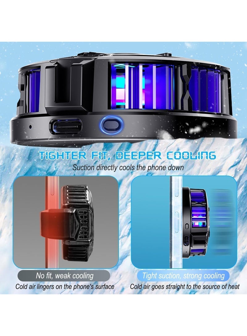 Phone Cooler, Phone Cooling Fan for Gaming, 2 Modes, Adsorption Design, Semiconductor Phone Cooler with RGB Light,Mini Phone Cooler for Mobile Phone Tablet PC - Image 4