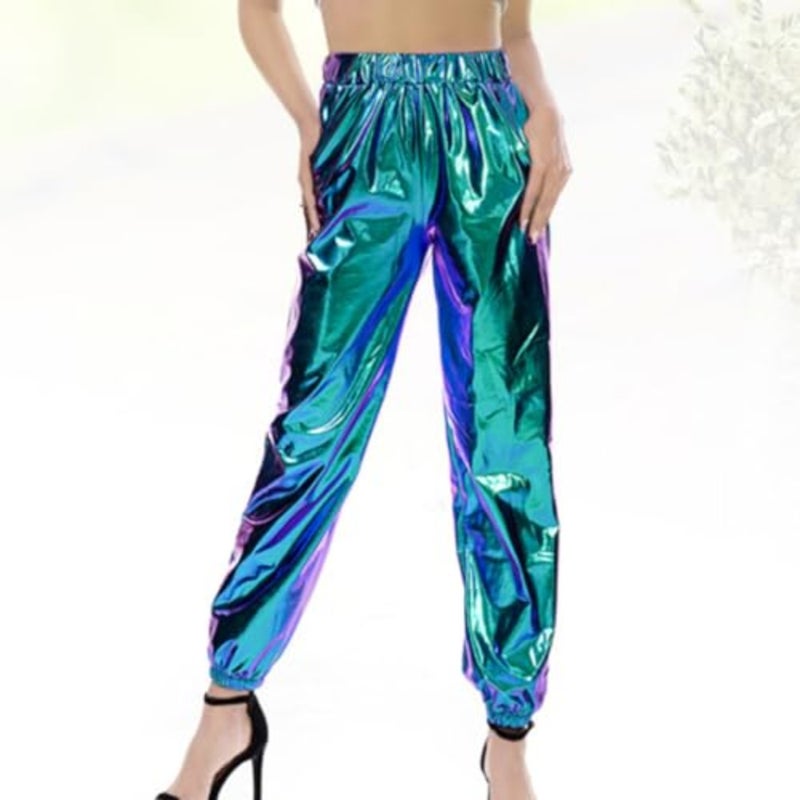 Women's Glittering Jogger Pants Casual Loose Street Urban Style Breathable Comfortable Long Trousers for Party and Birthday Outfit Multi - Image 2