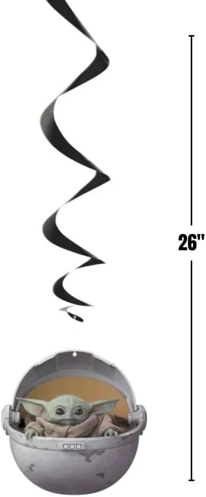 Unique Multicolor Mandalorian The Child Hanging Swirl Decorations 26 3 Count  Perfect for Star Wars Fans  Themed Parties - Image 2