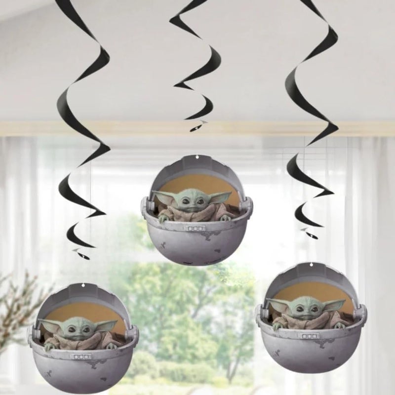 Unique Multicolor Mandalorian The Child Hanging Swirl Decorations 26 3 Count  Perfect for Star Wars Fans  Themed Parties - Image 3