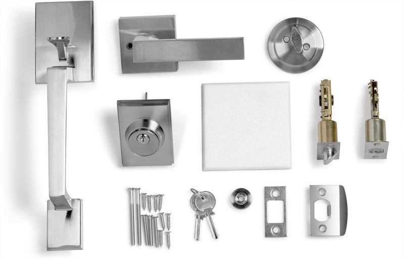 Berlin Modisch Single Cylinder HandleSet with Lever Door Handle (for Entrance and Front Door) Reversible for Right and Left Handed and a Single Cylinder deadbolt Handle Set Satin Nickel Finish - Image 4