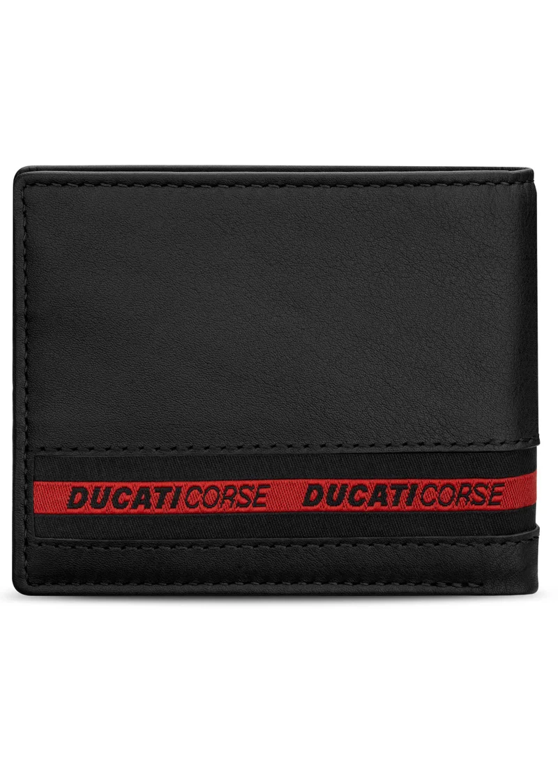 Ducati Corse Ducati Corse Nastro Black Genuine Leather Wallet For Men - DTLGW2201101
