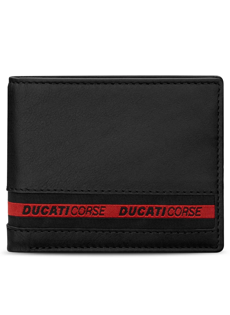 Ducati Corse Ducati Corse Nastro Black Genuine Leather Wallet For Men - DTLGW2201101
