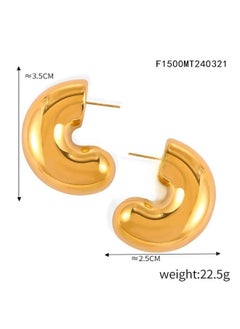 Minimalistic Personality Niche Geometric Earrings Bright Design Titanium Steel Gold-plated C Earrings Joker Jewelry