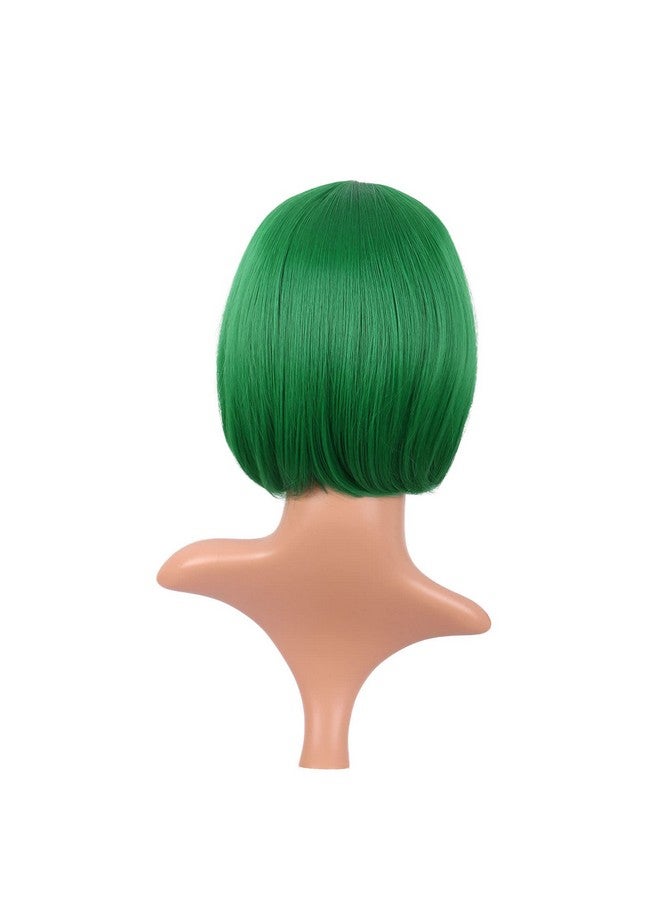 MapofBeauty 12 Inch30 Cm Fashion Lady Short Straight Flat Bangs Bob Wig (Green)  - Image 4