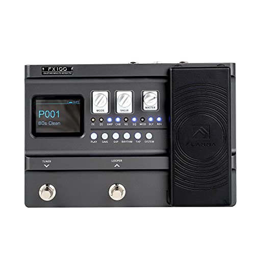 FLAMMA بيدال تأثيرات متعددة FLAMMA FX100 للجيتار مع 55 نموذج مضخم صوت و151 تأثير مدمج و80 ثانية مسجل و40 آلة طبول و10 فتحات IR من طرف ثالث وسماعة OTG للتدريب المنزلي والأداء والبث المباشر - Image 1