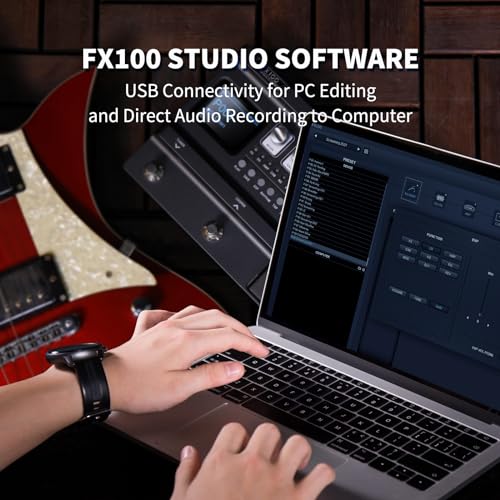FLAMMA بيدال تأثيرات متعددة FLAMMA FX100 للجيتار مع 55 نموذج مضخم صوت و151 تأثير مدمج و80 ثانية مسجل و40 آلة طبول و10 فتحات IR من طرف ثالث وسماعة OTG للتدريب المنزلي والأداء والبث المباشر - Image 4