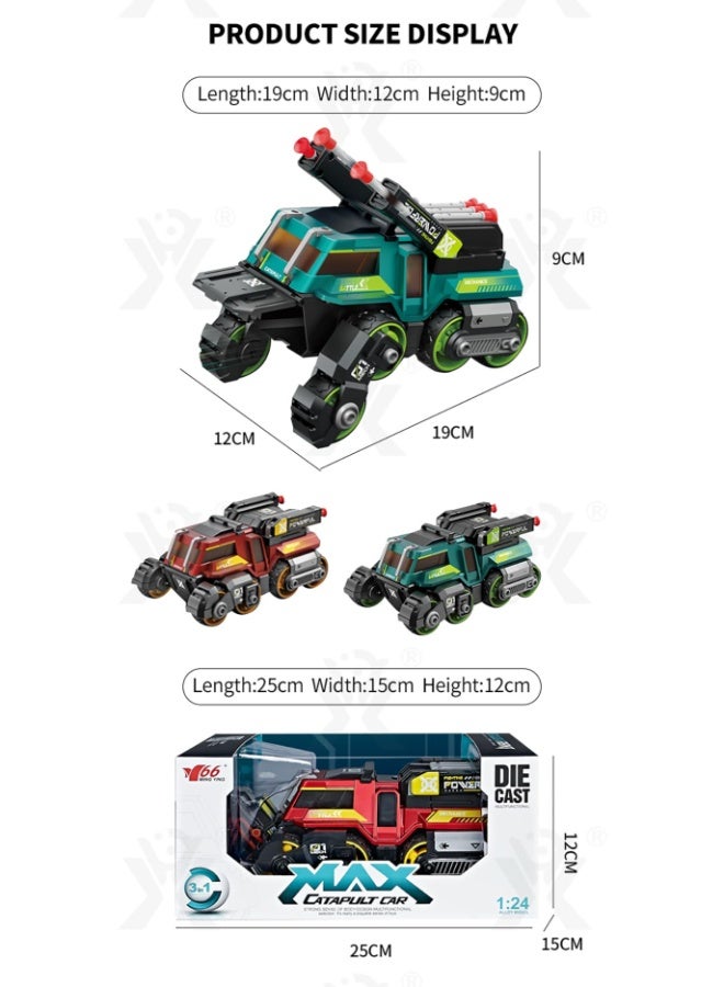 حديقة الألعاب دبابة 3 في 1 من المعدن المصبوب بسحب للخلف مع سيارات منبثقة وأضواء وموسيقى – لعبة مركبة عسكرية للأطفال - Image 2