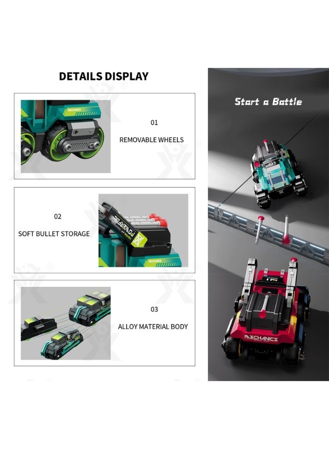 حديقة الألعاب دبابة 3 في 1 من المعدن المصبوب بسحب للخلف مع سيارات منبثقة وأضواء وموسيقى – لعبة مركبة عسكرية للأطفال - Image 5