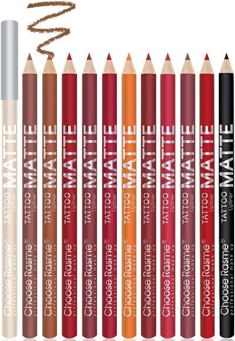 12 Colors Professional Lipstick Lipliner Eyeliner Makeup Waterproof Matte Lip Liner Pencil Set 12pcspack