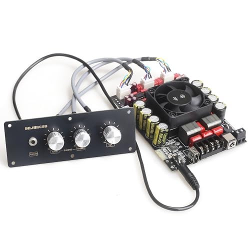 DAJUNGUO T220HS-W Power Amplifier Board 2.0 Channel 220W×2 with Treble and Bass, 12V-36V Audio Power Amplifier Module with Front Panel - Image 1